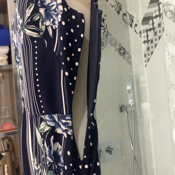 NWT 🌸JR Midnight Blue/Multi Floral Striped Kerchief Hem Midi Dress - Picture 10 of 16